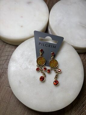 214 Pilgrim Gold and Orange Dangle Earrings